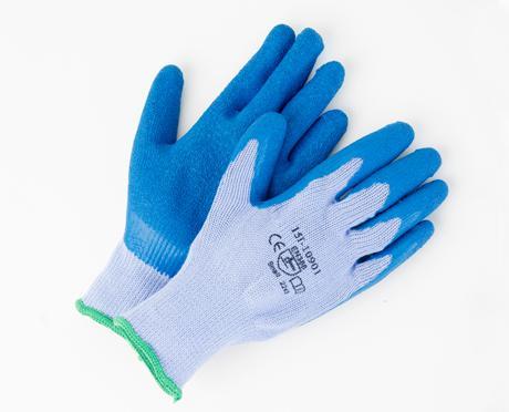 Blue Rubber Coated Gloves LARGE 12/PK