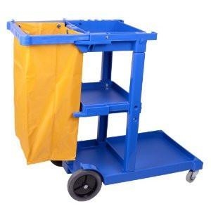 M2å¨ Blue Janitor Cart with Zippered Bag - Yellow