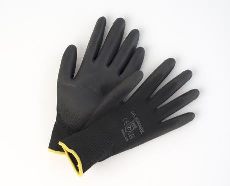 Black Nylon Gloves Brown Trim Large 12/PK