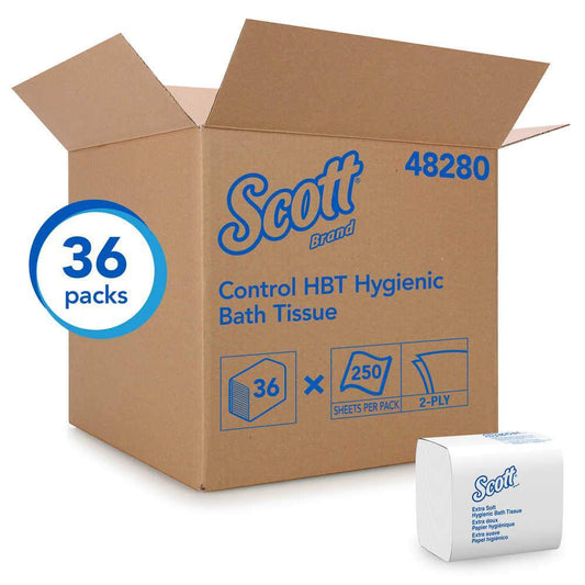 Scott® Control HBT Hygienic Interfold Bath Tissue 2 ply 36x250 Sheets/CS (48280)