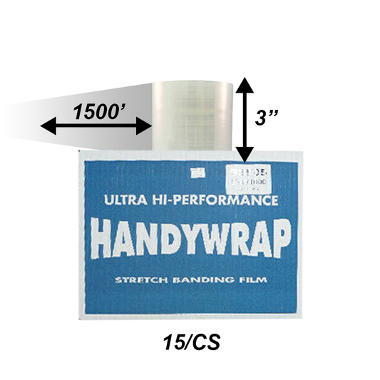 3" Hand Wrap 1500' - Banding Film 15/CS