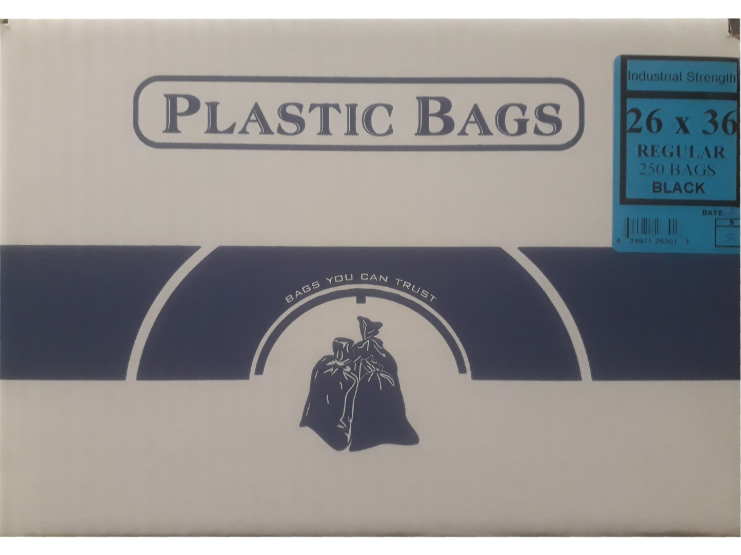 26"x36" Industrial Regular Black Garbage/Trash Bags - 250/CS