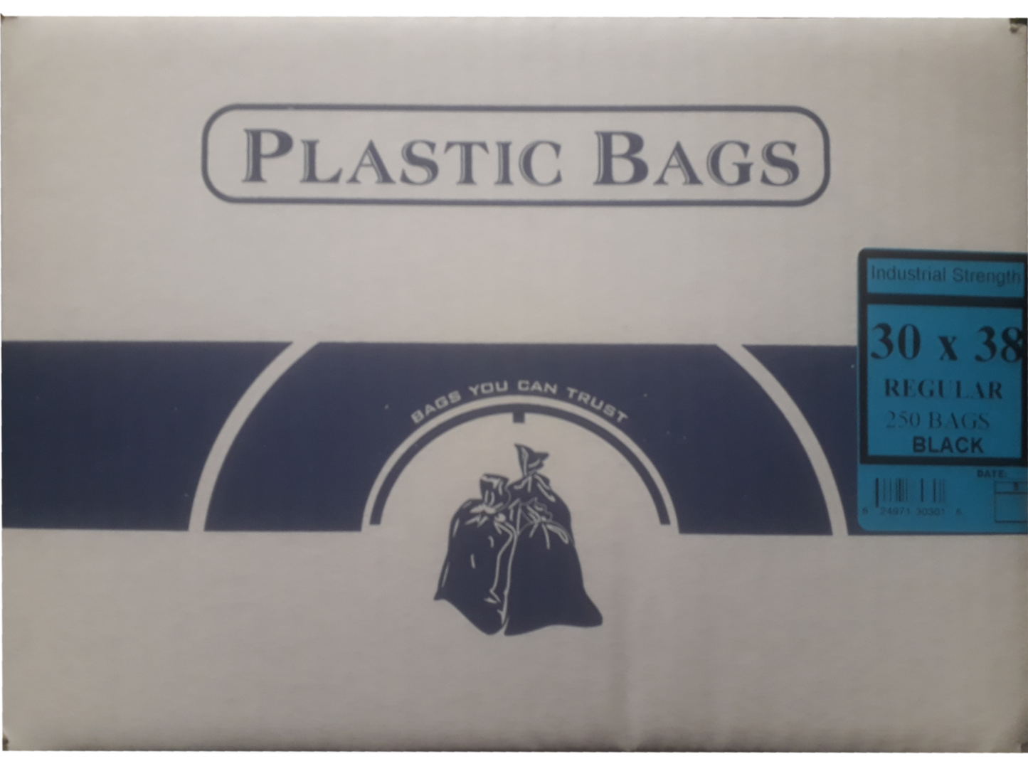 30"x38" Industrial Regular Black Garbage/Trash Bags - 250/CS