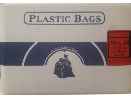 30"x38" Industrial Extra Strong Black Garbage/Trash Bags - 125/CS