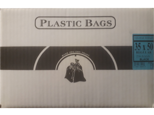 35"x50" Industrial Regular Black Garbage/Trash Bags - 250/CS