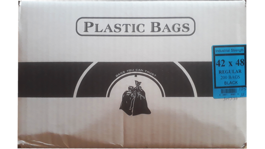 42"x48" Industrial Regular Black Garbage/Trash Bags - 200/CS
