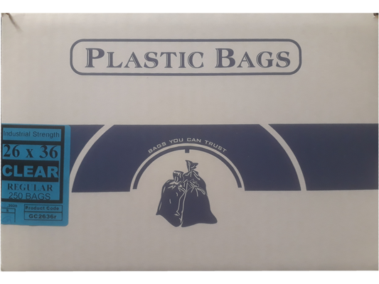 26"x36" Industrial Regular Clear Garbage/Trash Bags - 250/CS
