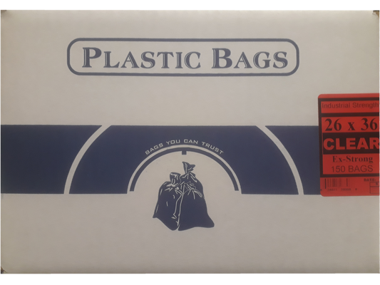 26"x36" Industrial Extra Strong Clear Garbage/Trash Bags - 125/CS