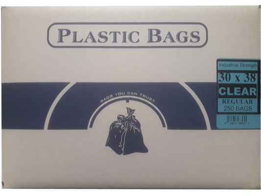 30"x38" Industrial Regular Clear Garbage/Trash Bags - 250/CS
