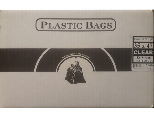 35"x47" Industrial Extra Strong Clear Garbage/Trash Bags - 100/CS