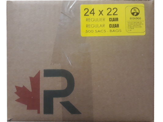 24"x22" Industrial Regular Clear Garbage/Trash Bags - 500/CS