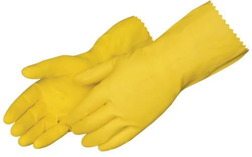 Yellow Medium Rubber Gloves 12 Pairs/PKG