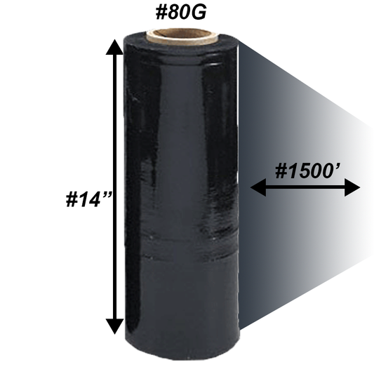 14" X 80G x 1500' Black Pallet Wrap - 4/CS