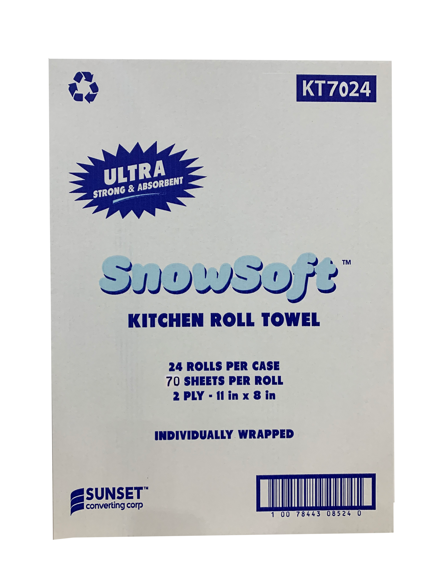 Snowsoft 2 Ply Household Roll Towel - 70 Sheets x 24 Rolls/CS
